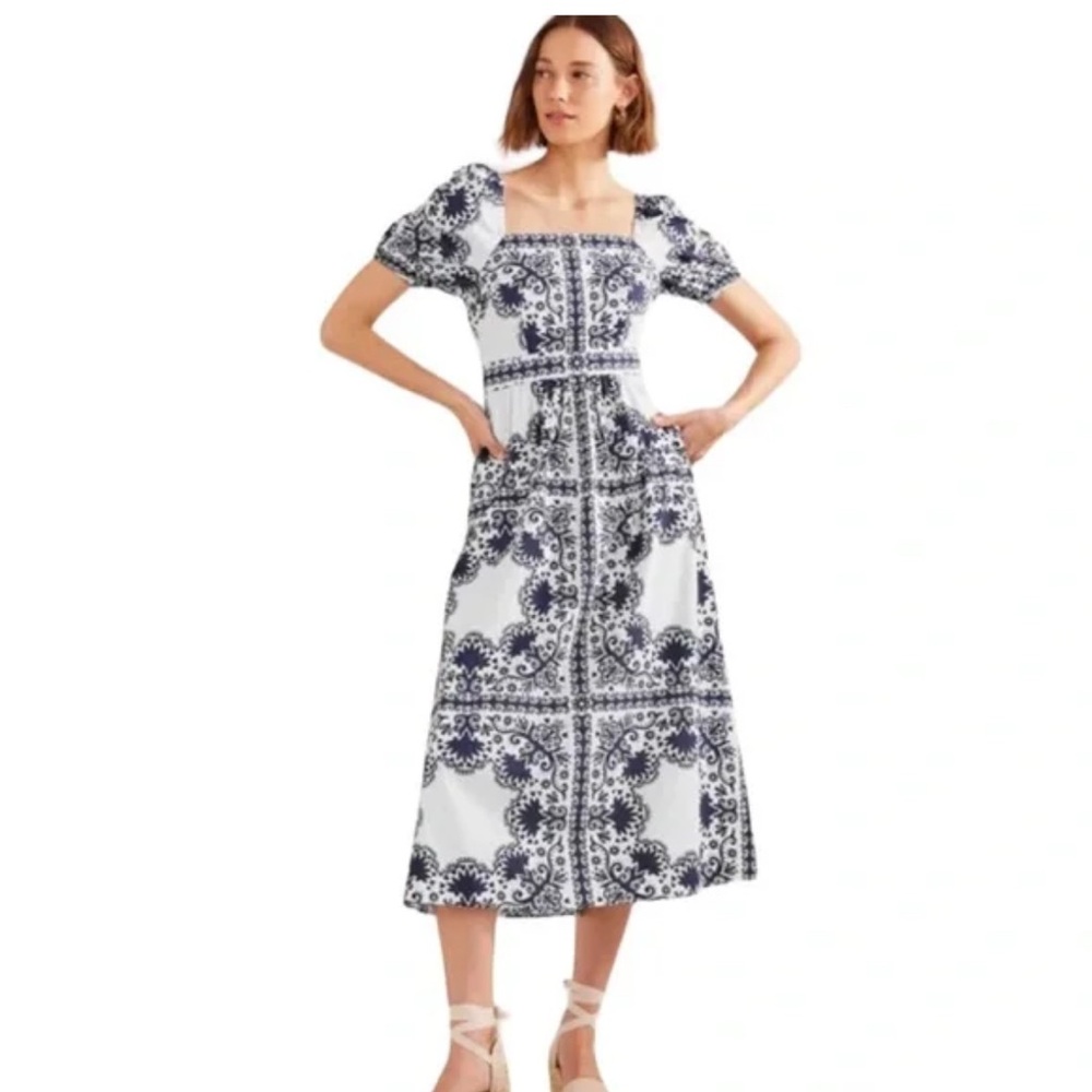 Boden dress navy and white size 14